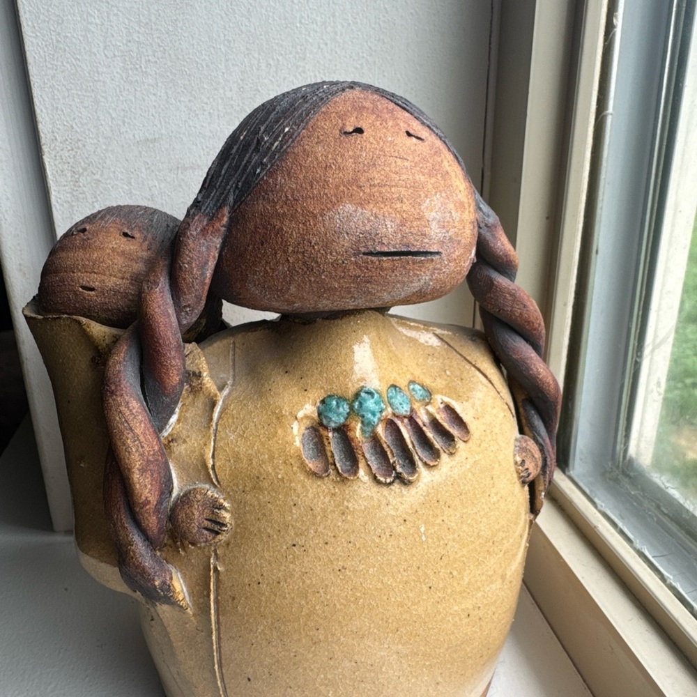 Val Knight Clay Pottery Figgure Mother & Child Sculpture 6
